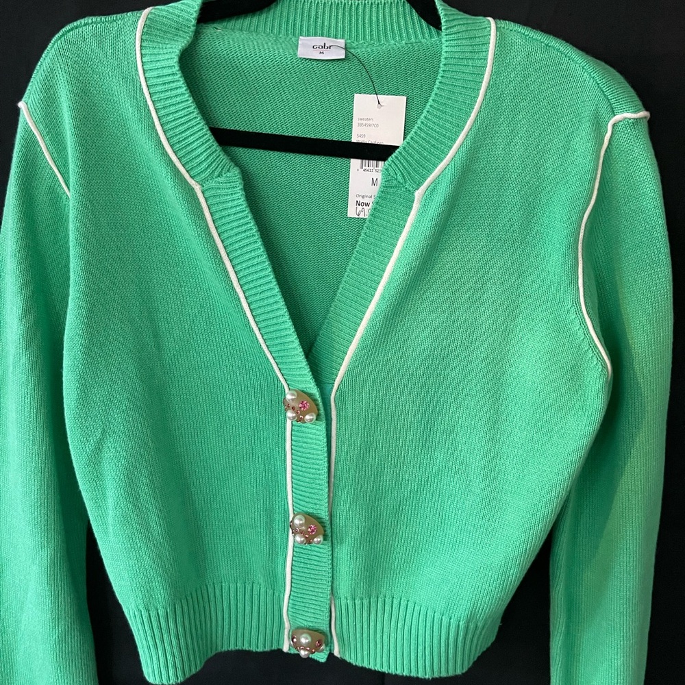 New Cabi Green Wallis Cardigan SZ Med